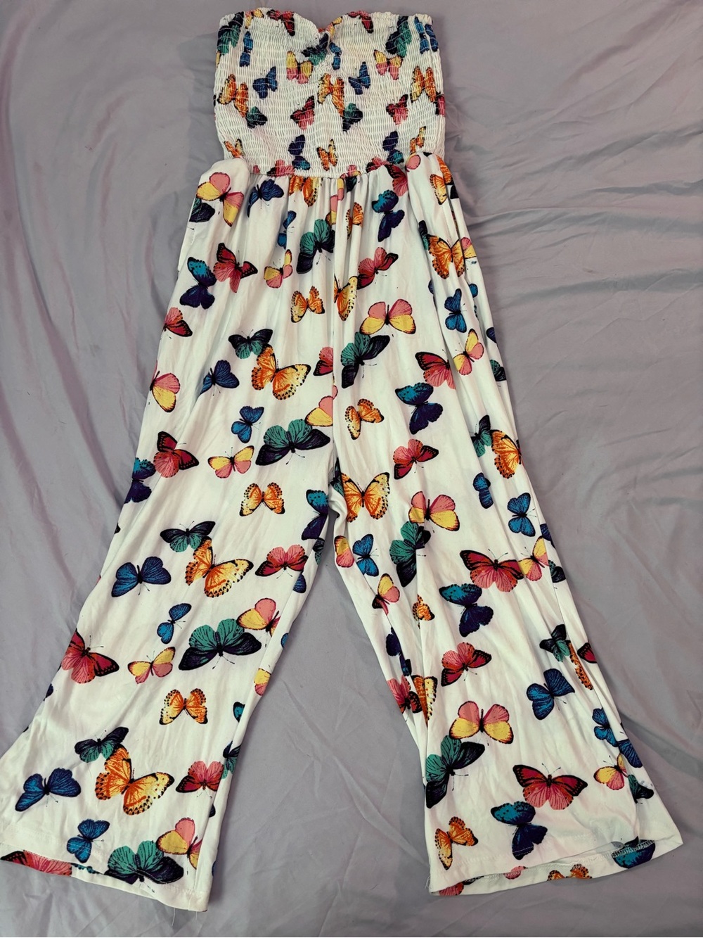J for Justify White Butterfly Print Wide-Leg Jumpsuit